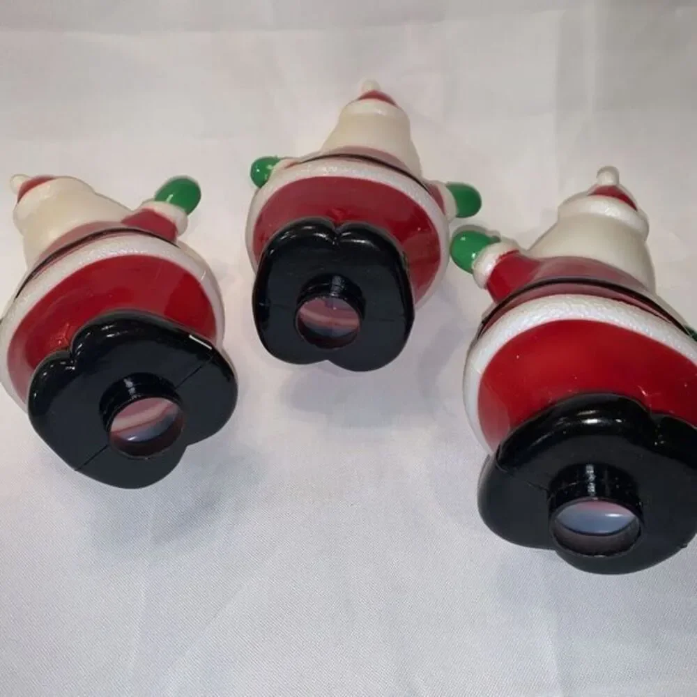 Vintage Blow Mold Santa Set Of 3‎ Christmas For Yard Stake Lights